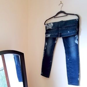 Free People Magnolia Floral Splatter Ankle Jeans